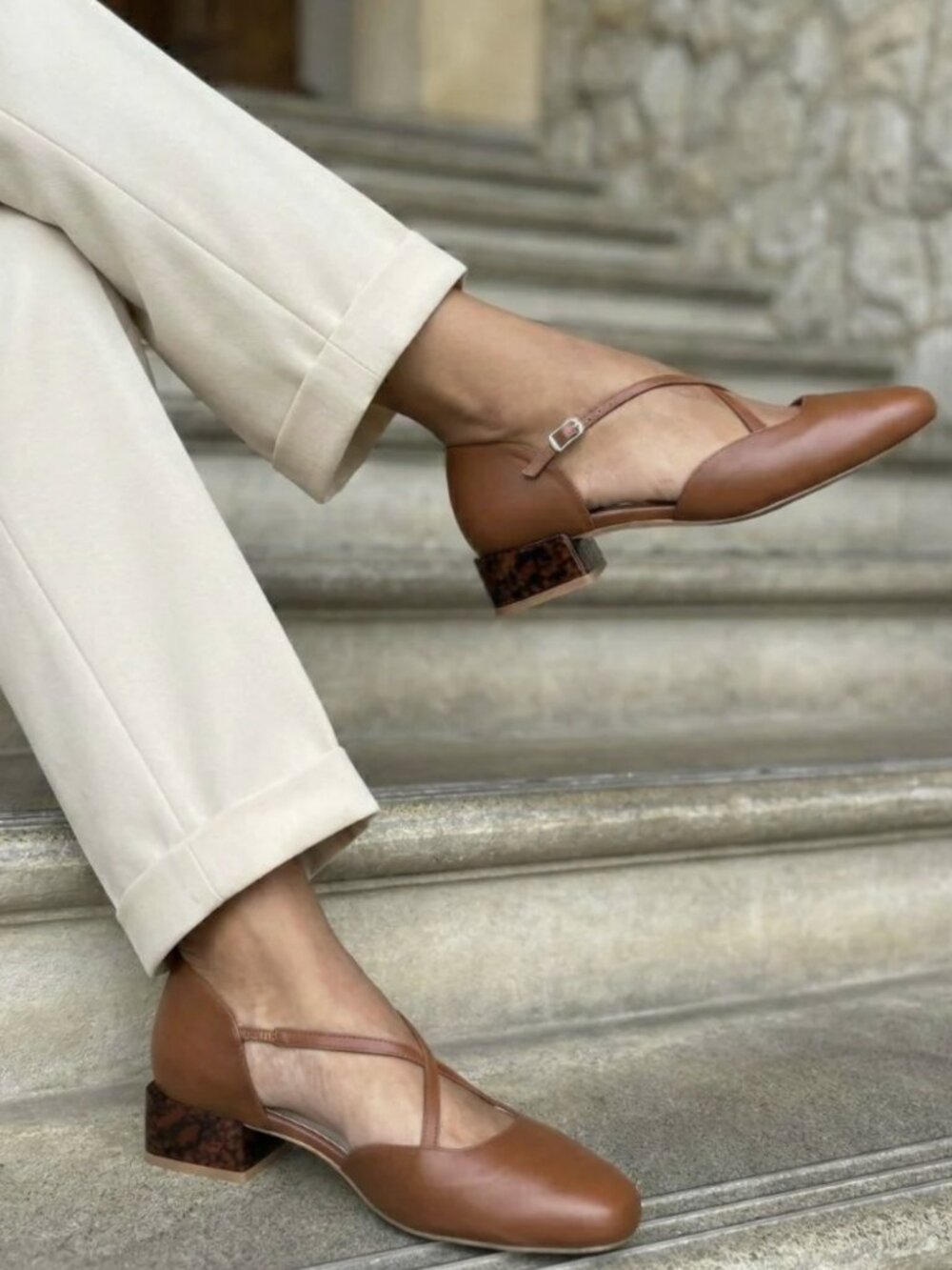 New Sargasso & Grey Fliss Brown Leather Pumps 8W - Picture 2 of 9